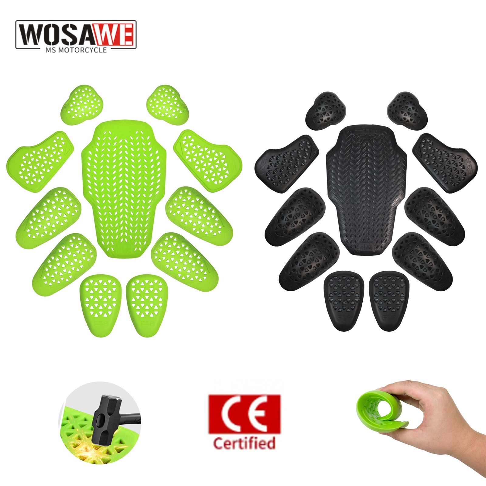 Motorcycle Gear For Sale - WOSAWE オートバイジャケットインサート保護具モトクロス CE プロテクターバックショルダー肘膝高弾性パッドバイカーアーマー