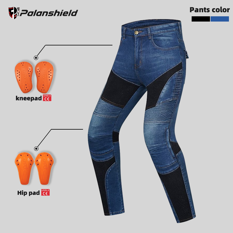 Motorcycle Gear For Sale - オートバイ屋外男性パンツ防具乗馬ツーリング青黒バイクズボン膝ヒップパッドモトクロスモトジーンズ
